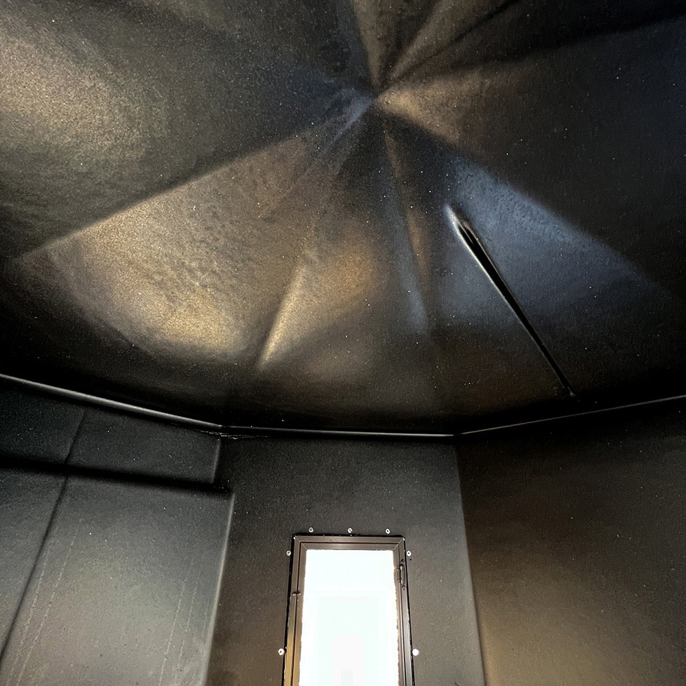 Sealed interior ceiling of hunting blind